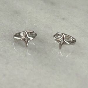 Sterling Silver Star Huggie Hoop Earrings Brand New